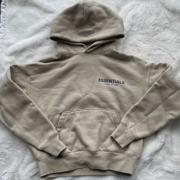 Kids Tan Reflective Essential Fear Of God Hoodie